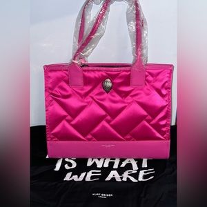 Kurt Geiger London Recycled Bright Pink Quilted Small Shopper